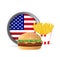 american fast food burger and fries concept