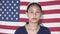 American Female Teen Civilian Girl Saluting Usa Flag