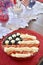 American flag berry pie, top view. Independence Day of America concept