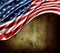 American flag on brown grunge background