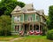 American flag decor on victorian porch