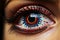 American flag eye closeup. vibrant detail on dark backdrop for patriotic designs