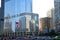 American flag flying in front of the Trump Tower in Chicago.