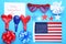 American flag, glasses, balloons
