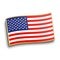 American flag golden lapel pin isolated on white background. USA flag badge vector illustration.