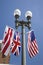 American Flag hanging with Union Jack British Flag next to the White House, Washington