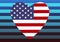 American flag in Heart icon design. Symbol of Independence Day. Patriotic Stickers for 4th of July. Love USA concept