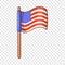American flag icon, cartoon style