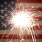 American flag lit up by sparklers for 4th of July celebrations