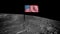 American flag on the moon. Space view