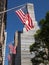 American flag proudly waving in the Breeze on New York city building