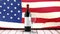 American flag with red wine