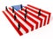 American flag with stripes arranged as ladders. 3D illustration