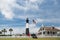 American Flag and Tybee Lighthouse