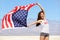 American flag - woman USA sport athlete winner