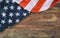 American flag on wooden background Memorial day
