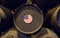 American flag on wooden wine barrels for sherry aging