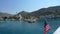 American flagged yacht from our Greek island scenery