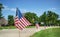 American flags displayed in honor of the 4th of July