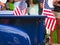 American Flags on Vintage Truck for Independence Day Parade