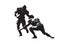 American football action, two players. Isolated vector silhouette, ink drawing