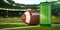 American football app video game on smartphone and betting sport online concept. Mobile phone and american football ball