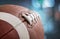 American football ball, close-up view