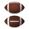 American football balls set - front view, side view.