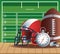 american football camp with chronometer and helmet