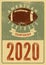 American Football Championship 2020 typographical vintage style poster. Retro vector illustration.