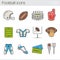 American football color icons set