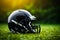 American football elegance minimalist helmet on artificial grass backdrop