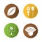 American football flat design long shadow icons set