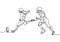 American football game continuous one line drawing. Vector illustration of sportsman during the match