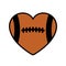American football heart, rugby ball, vector icon