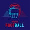 American football helmet with ball and court logo icon outline stroke set dash line design illustration