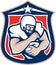 American Football Holding Ball Shield Retro