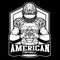 American Football Logo Mascot Black and White 01