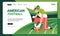 American football minimalist banner web illustration mobile landing page GUI UI player ready stance plays game on field