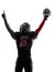 American football player portrait celebrating touchdown silhoue