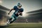 American football player running with ball in the grand arena, generative ai