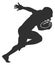 American football player running. Sportsman black silhouette