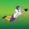 american football player scoring touchdown. Vector illustration decorative background design