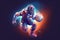 american football player in a warp galaxy energy low poly style illustration generative ai