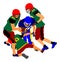 American football players in action, vector illustration. Battle for the ball. Popular sport discipline.