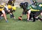 American football players on the scrimmage line