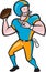 American Football Quarterback QB Throwing Cartoon