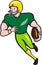 American Football Receiver Running Cartoon