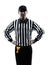 American football referee gestures offside silhouette