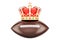 American football with royal crown, 3D rendering